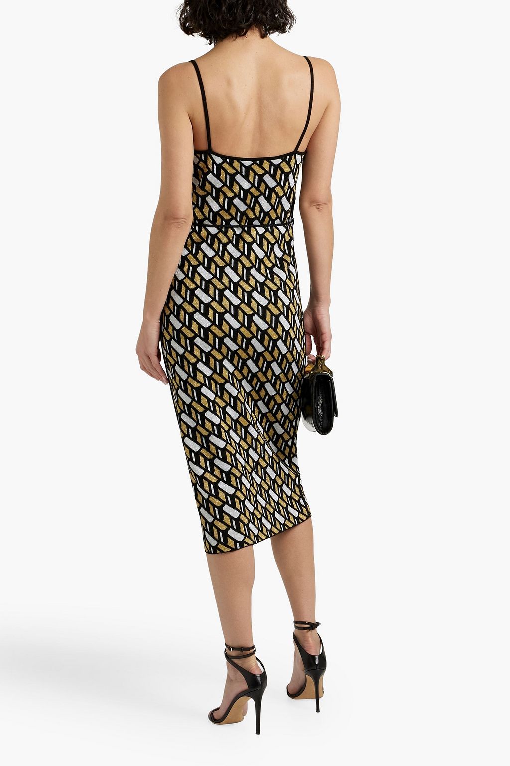 DEREK LAM 10 CROSBY 메탈릭 자카드 니트 미디 드레스