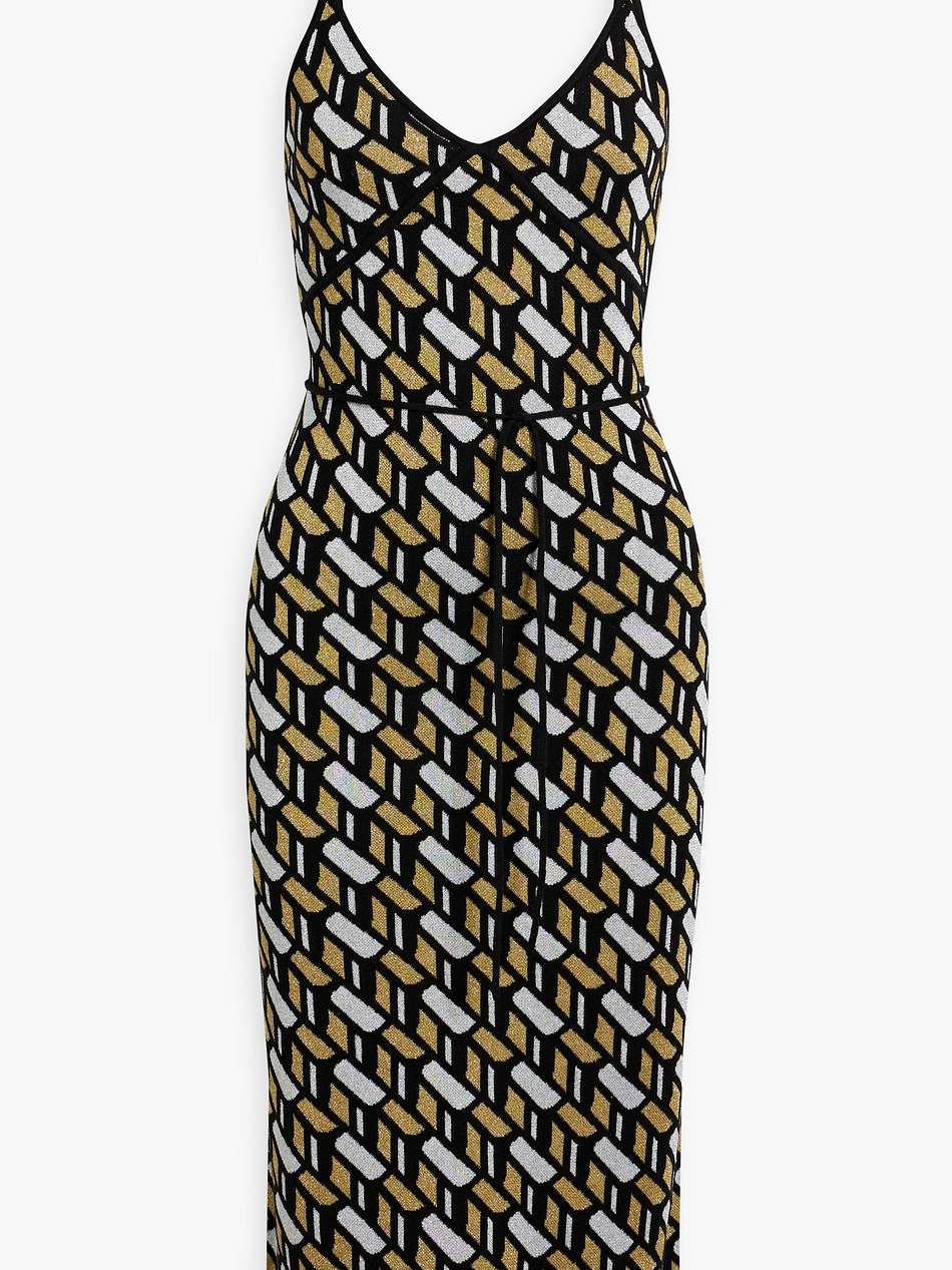 prairie metallic jacquard-knit midi dress