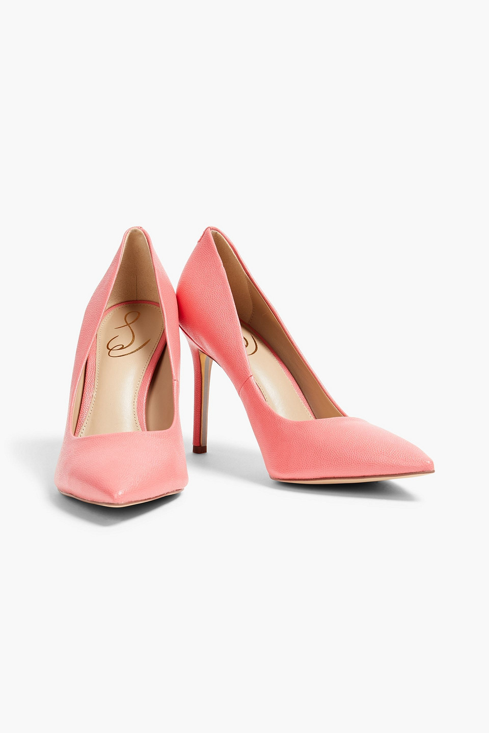 Shop Sam Edelman Hazel Faux Pebbled Leather Pumps In Coral