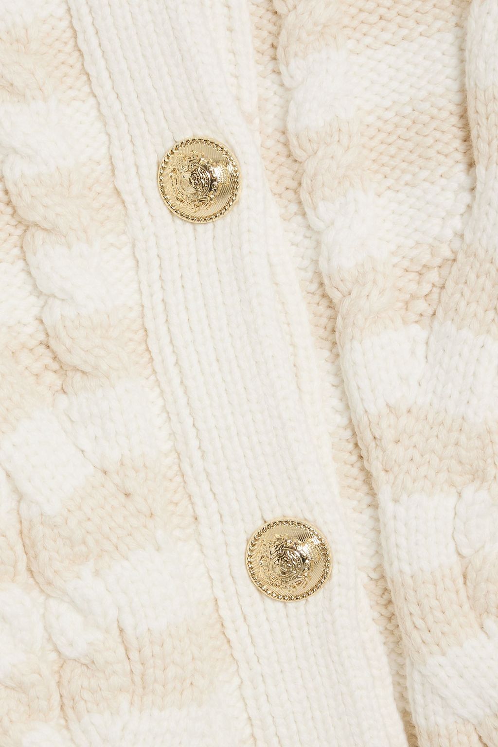 DEREK LAM 10 CROSBY Striped cable-knit cotton-blend cardigan