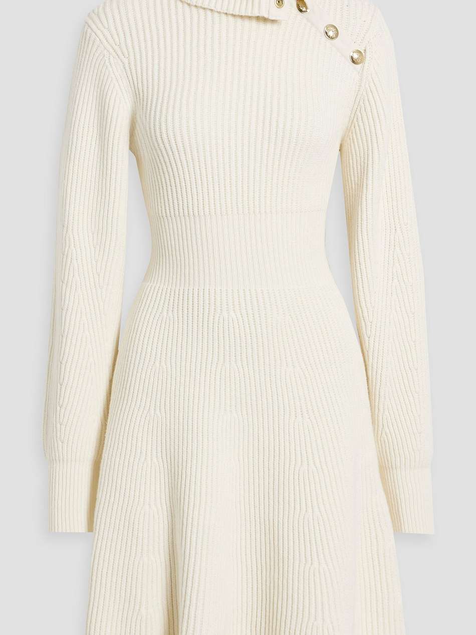 ribbed cotton-blend turtleneck mini dress