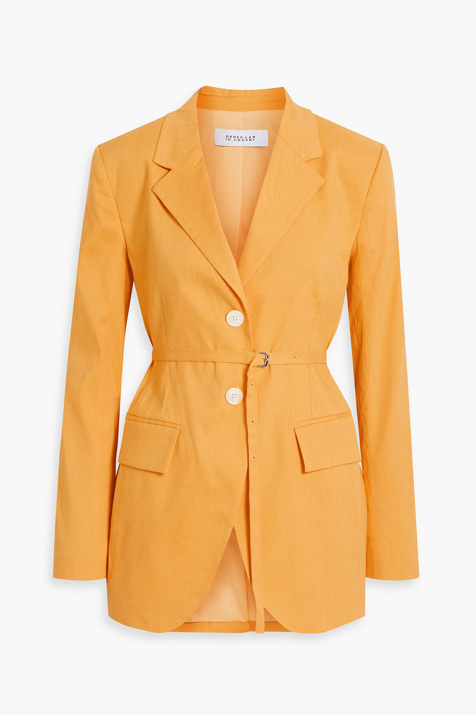 Derek Lam 10 Crosby Belted Linen-blend Blazer In Saffron