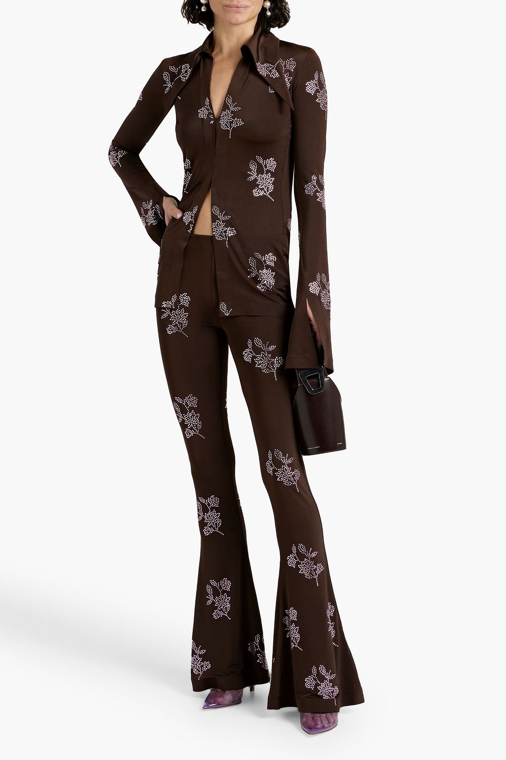16ARLINGTON Koro embellished stretch-jersey flared pants