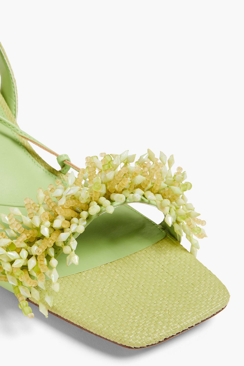 SAM EDELMAN Walda embellished faux leather and raffia sandals