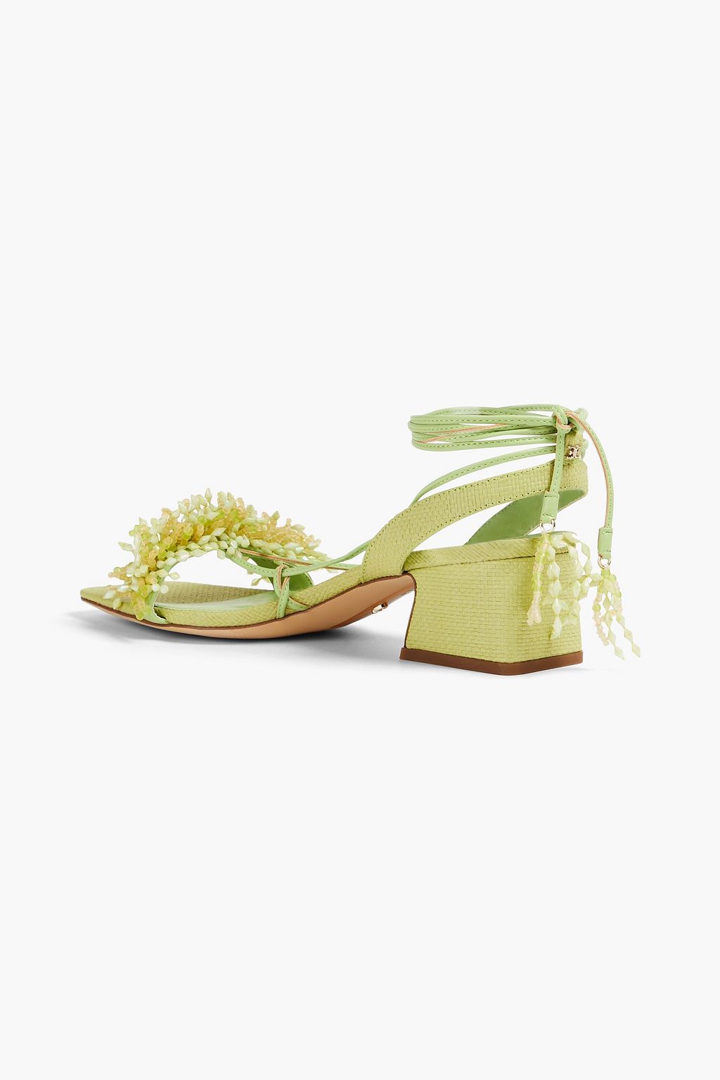 SAM EDELMAN Walda embellished faux leather and raffia sandals