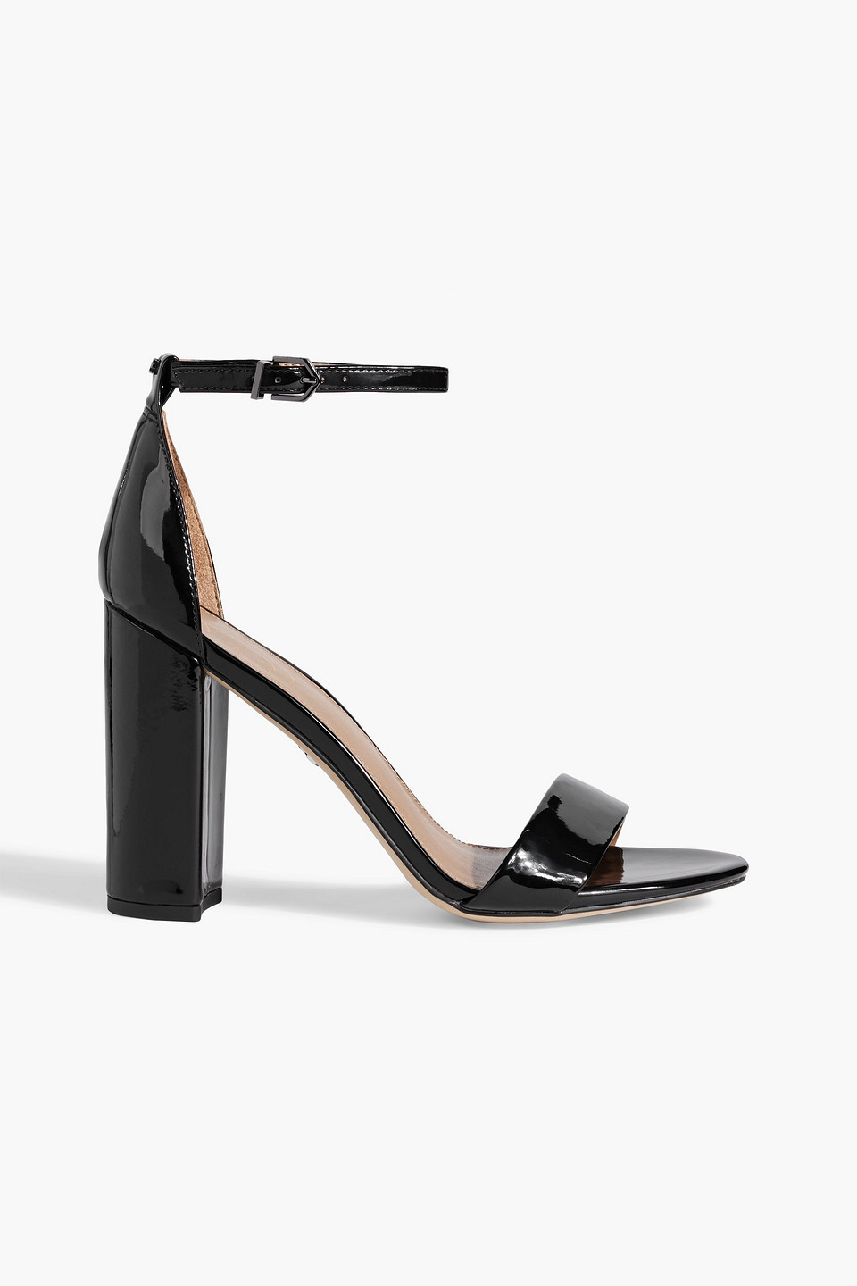 Shop Sam Edelman Yaro Faux Patent-leather Sandals In Black