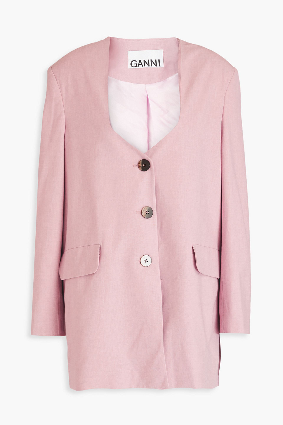 Ganni Draped Oversized Blazer In 545 Pink Tulle