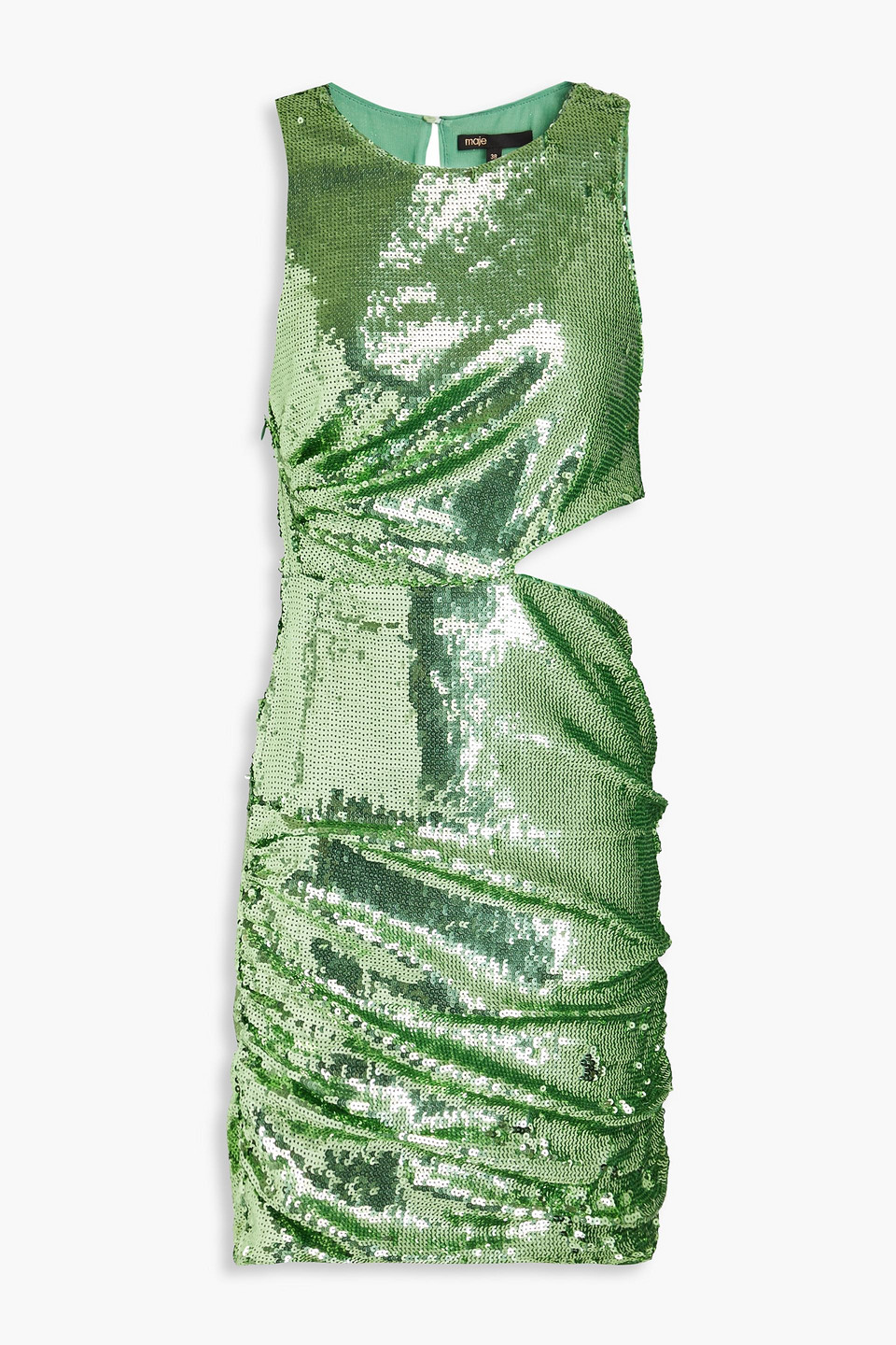 Maje - Cutout sequined tulle mini dress - Green