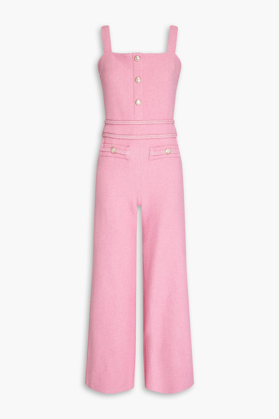 Maje Bouclé-tweed Jumpsuit In Pink