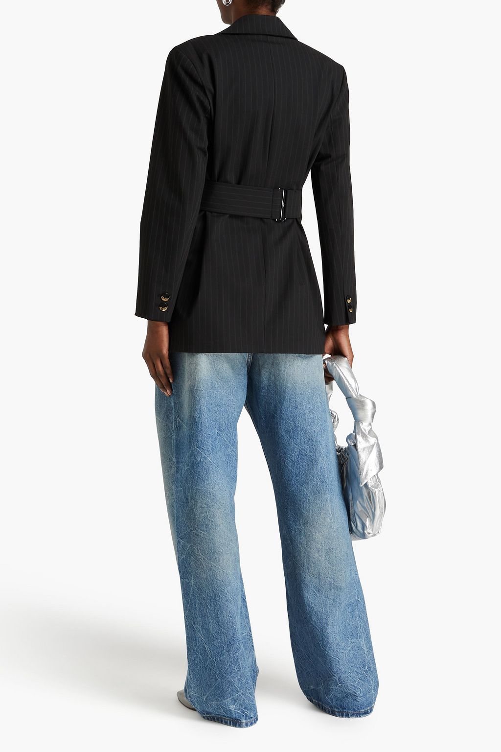 GANNI Pinstriped twill blazer