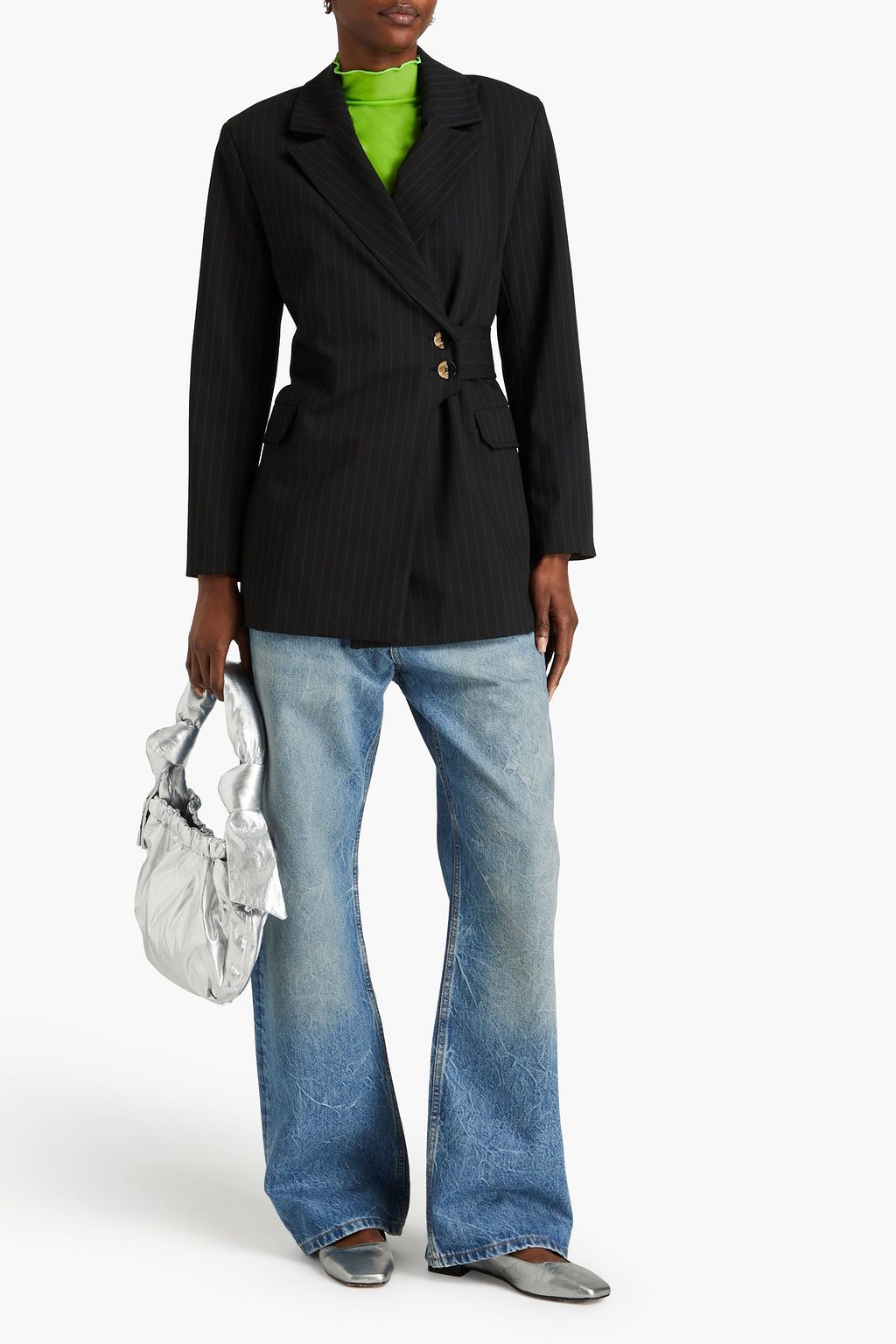 GANNI Pinstriped twill blazer