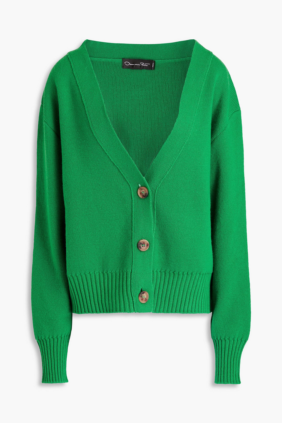 Oscar De La Renta Wool Cardigan In Green