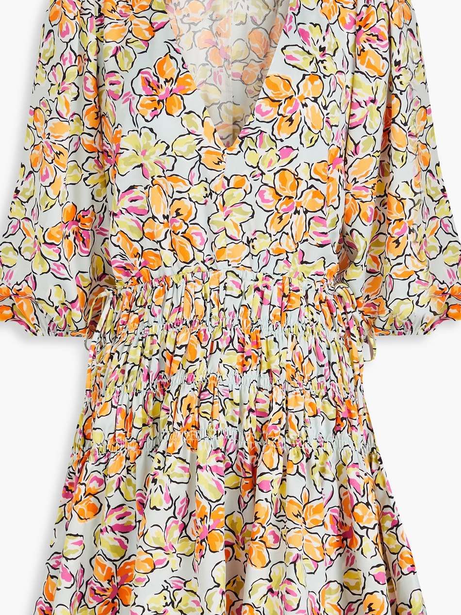 cutout floral-print satin-crepe mini dress