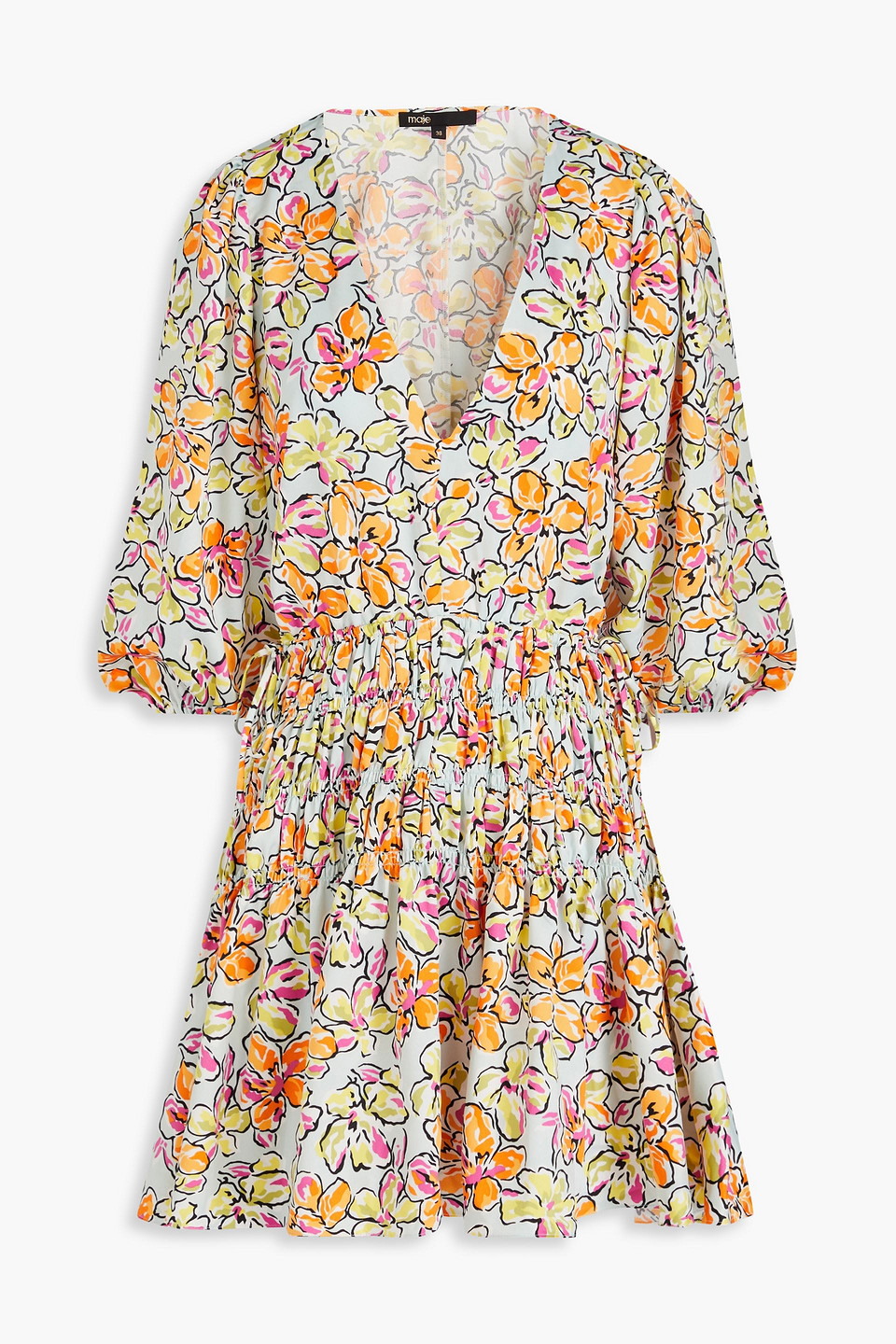Cutout floral-print satin-crepe mini dress