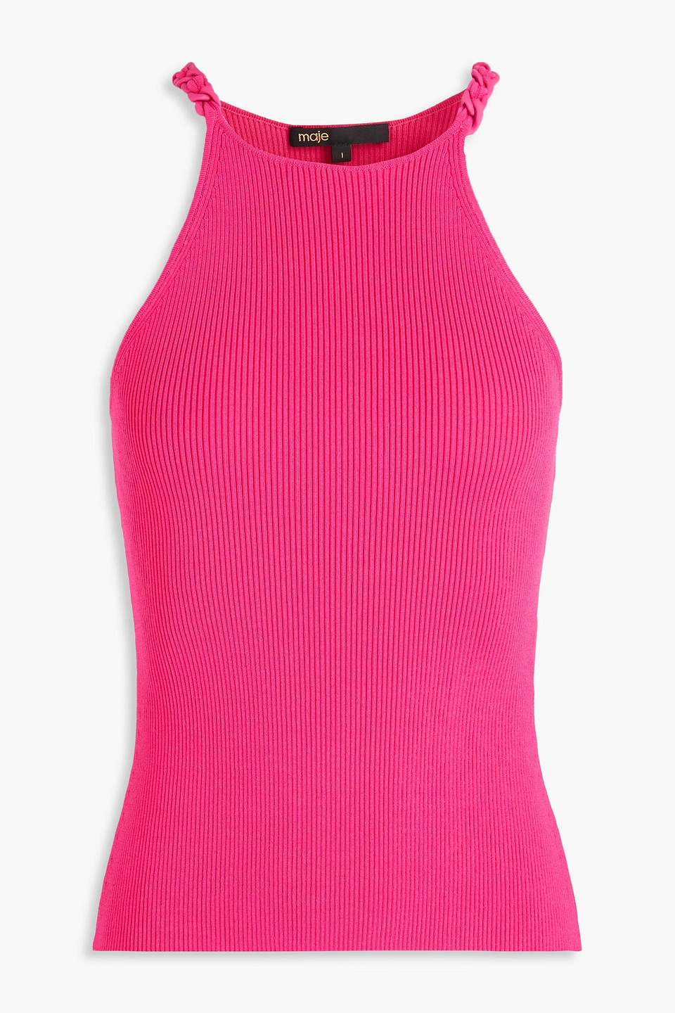 Chain-embellished ribbed-knit top