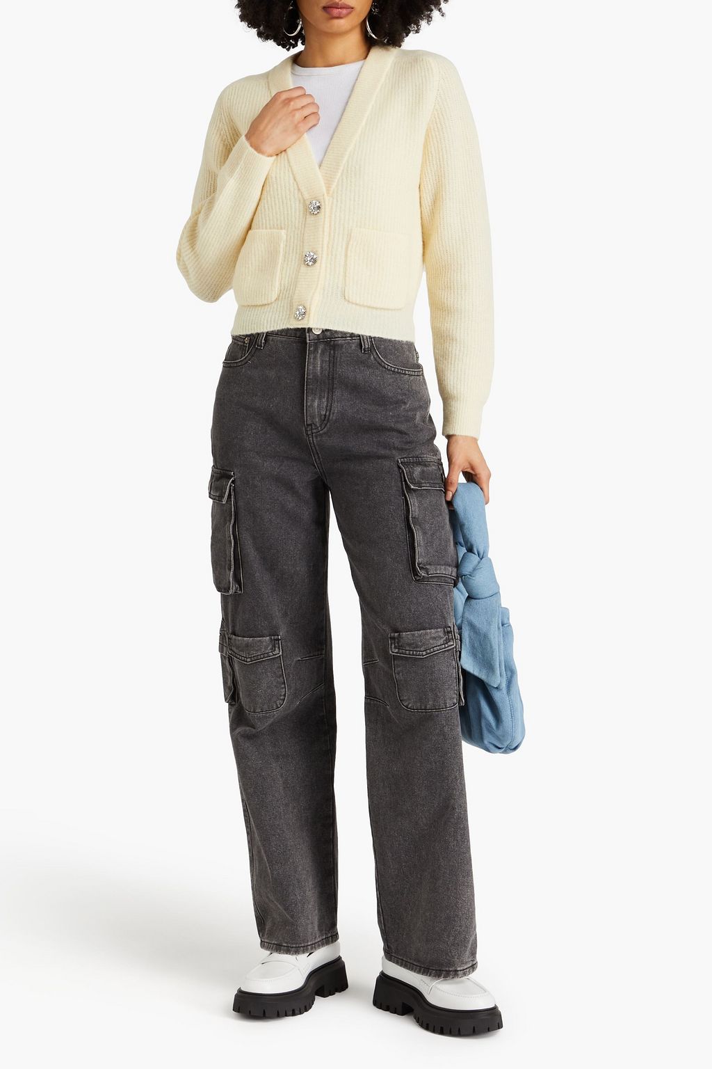 GANNI Ribbed-knit cardigan