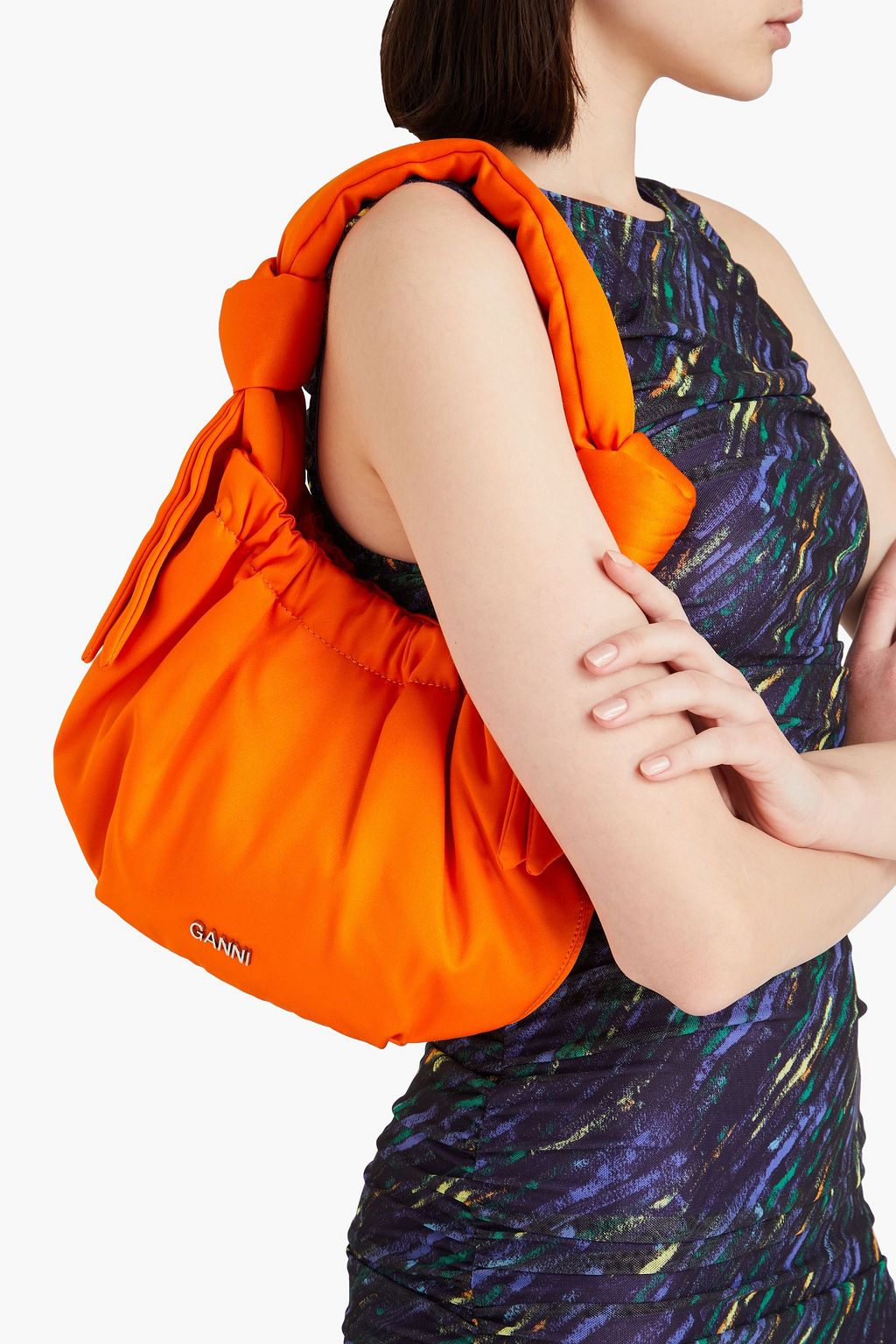 GANNI Knotted satin shoulder bag
