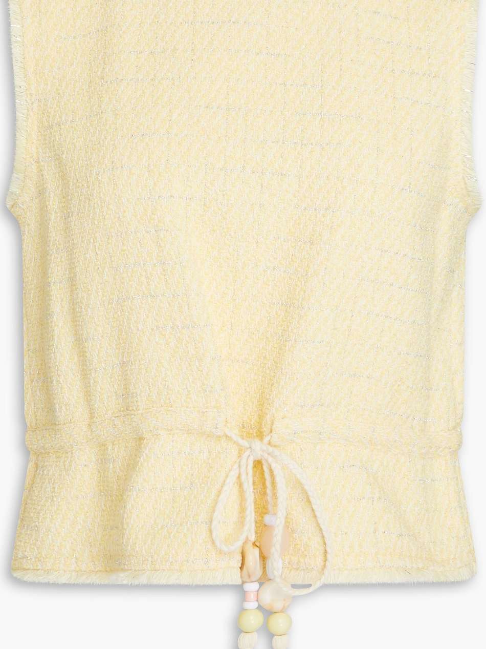metallic cotton-blend bouclé-tweed top