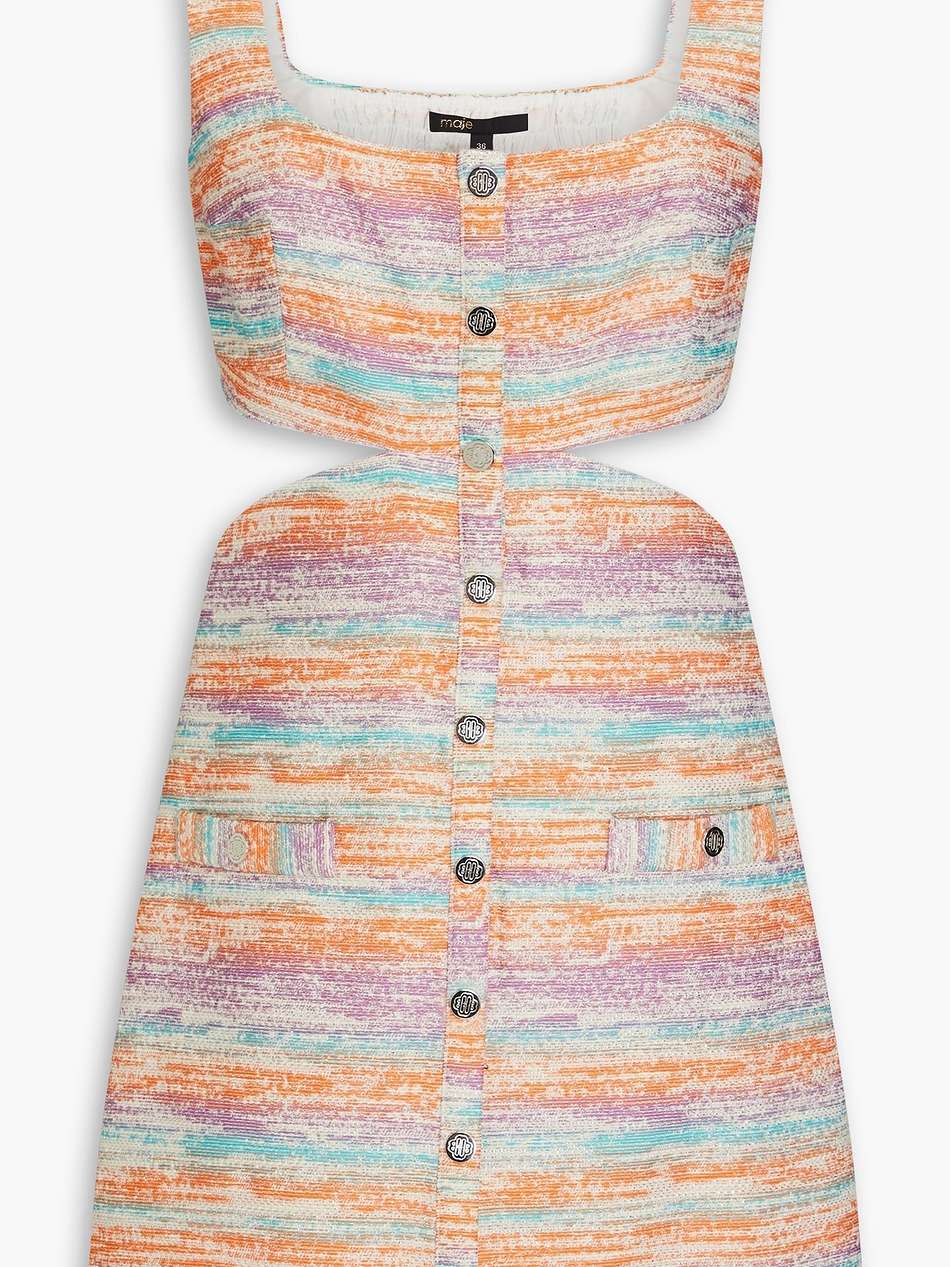 cutout metallic tweed mini dress
