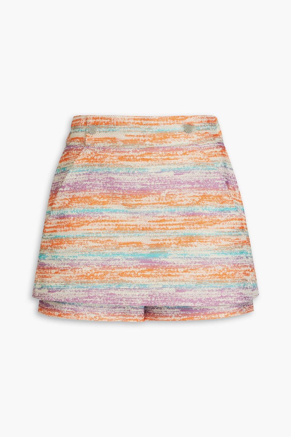 Maje Skirt-effect Metallic Tweed Shorts In Orange