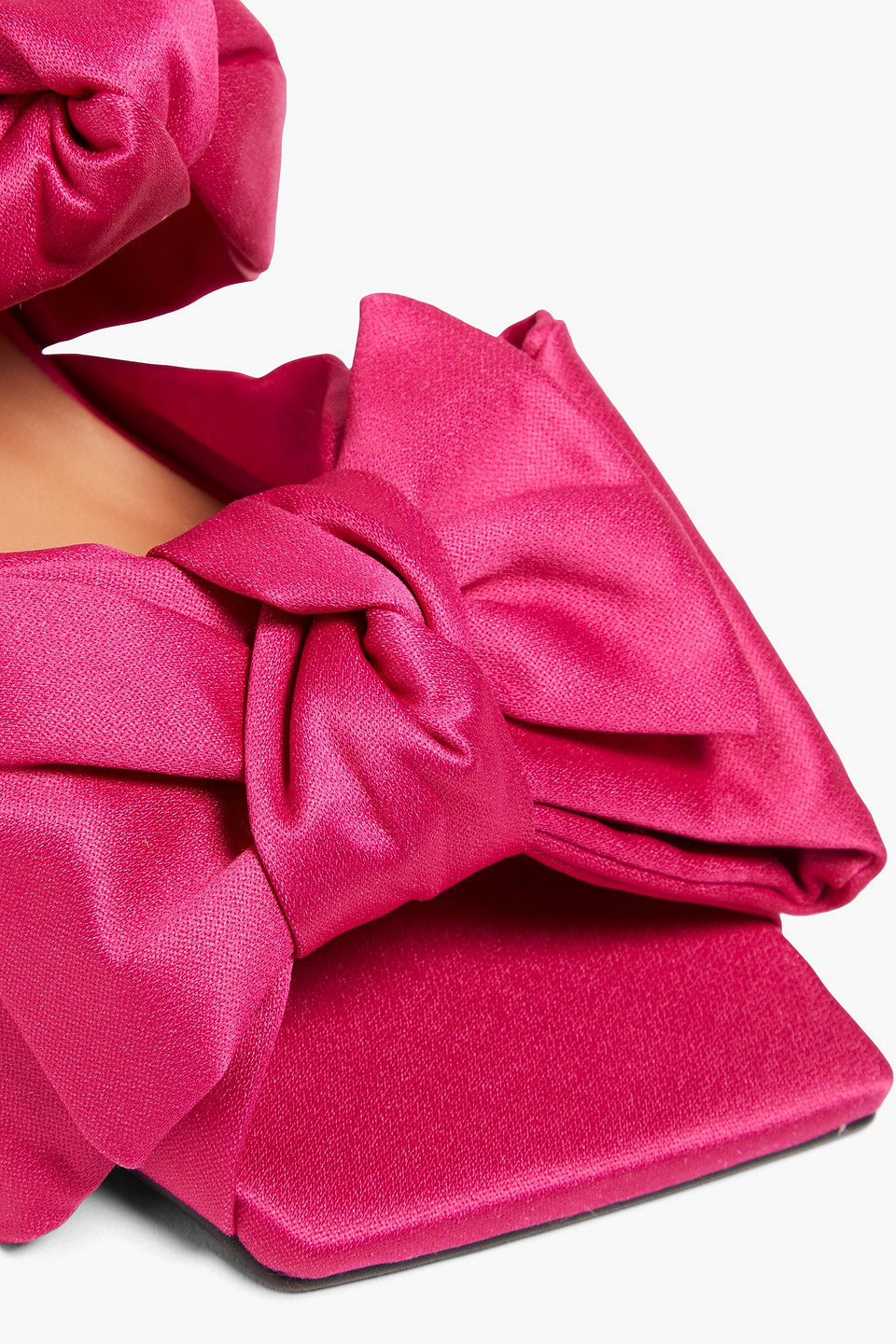 Ganni Pink Soft Bow Mules In Fuchsia