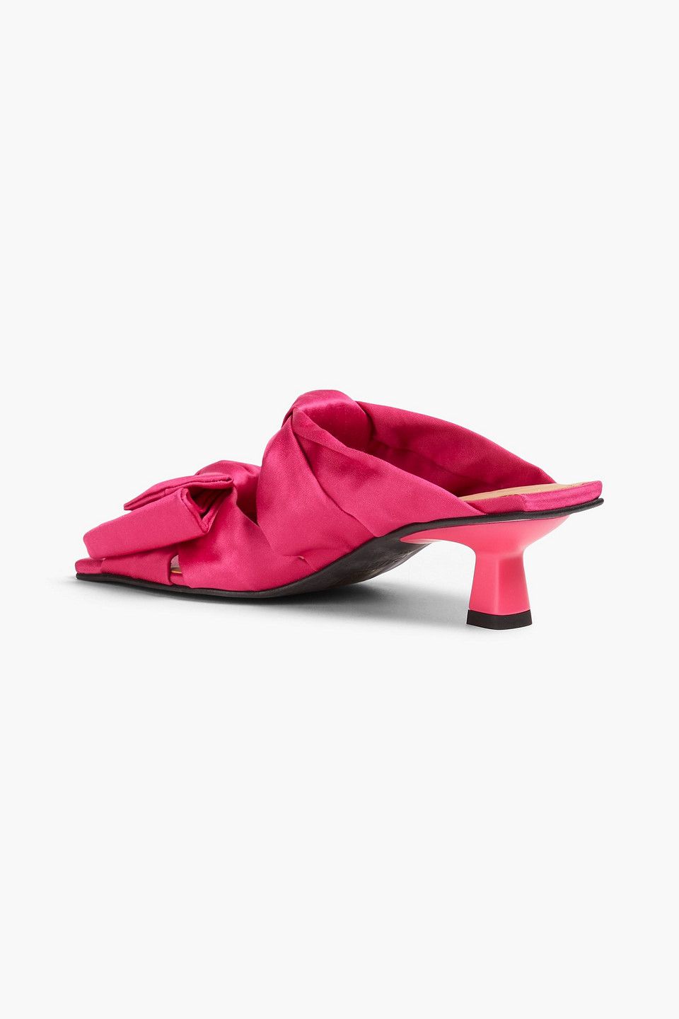 Ganni Pink Soft Bow Mules In Fuchsia