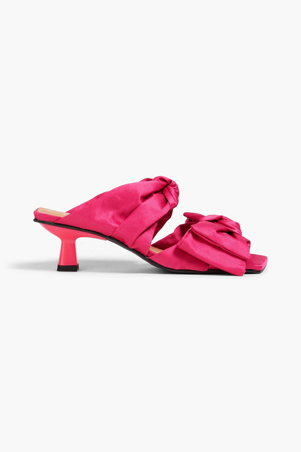 Ganni Pink Soft Bow Mules In Fuchsia