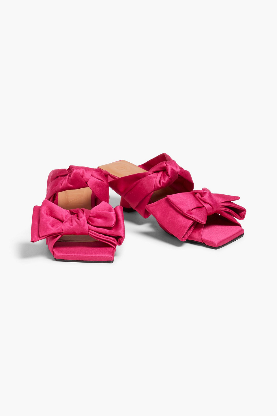 Ganni Pink Soft Bow Mules In Fuchsia