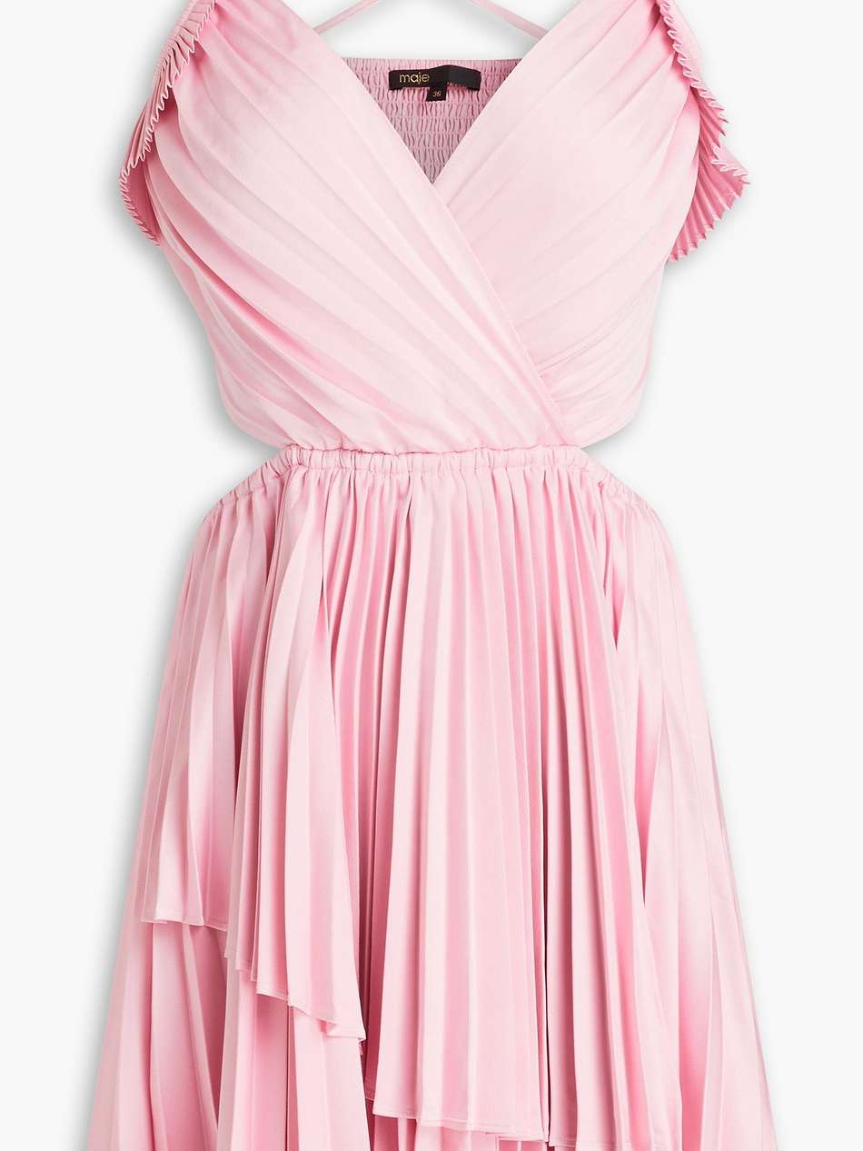 cutout pleated satin-crepe mini dress