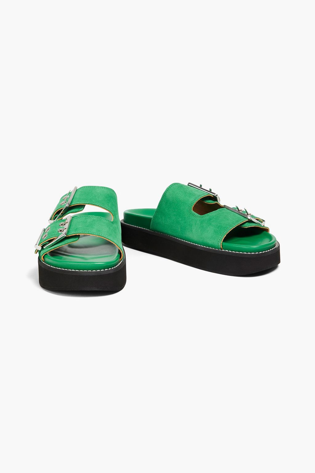 GANNI Buckled suede platform sandals