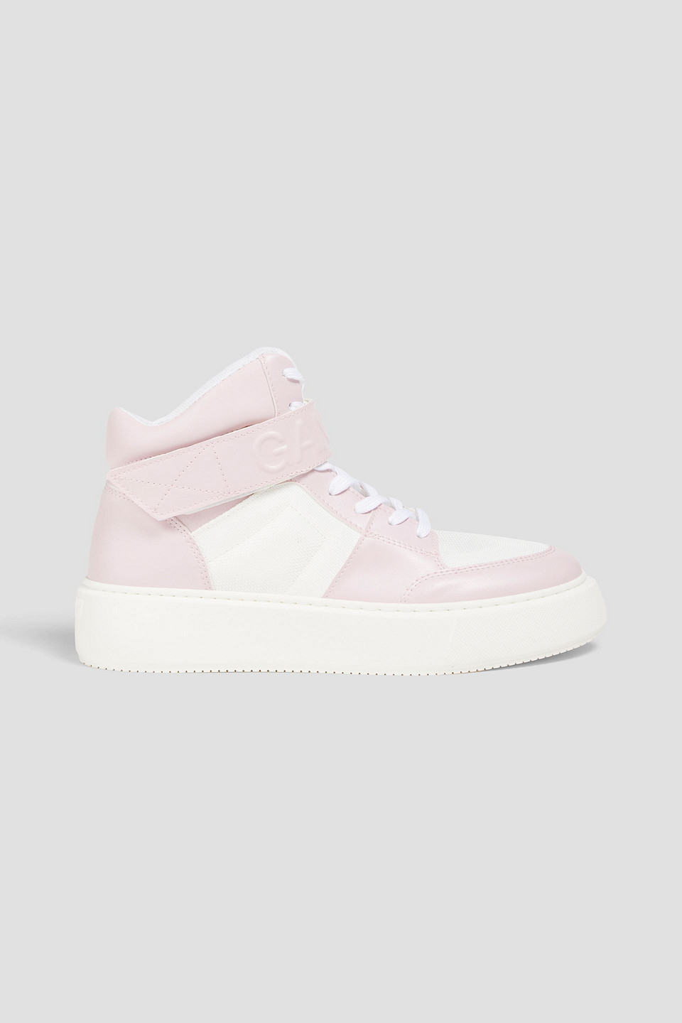 ganni - two-tone canvas high-top sneakers - white - eu 39