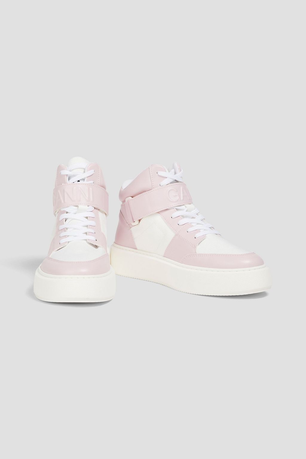 GANNI Two-tone canvas high-top sneakers
