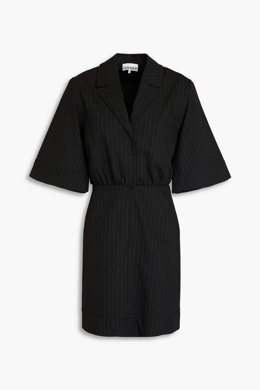 GANNI Pinstriped twill mini shirt dress | THE OUTNET