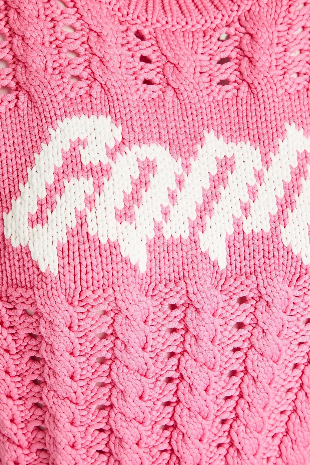 GANNI Cropped jacquard and pointelle-knit vest