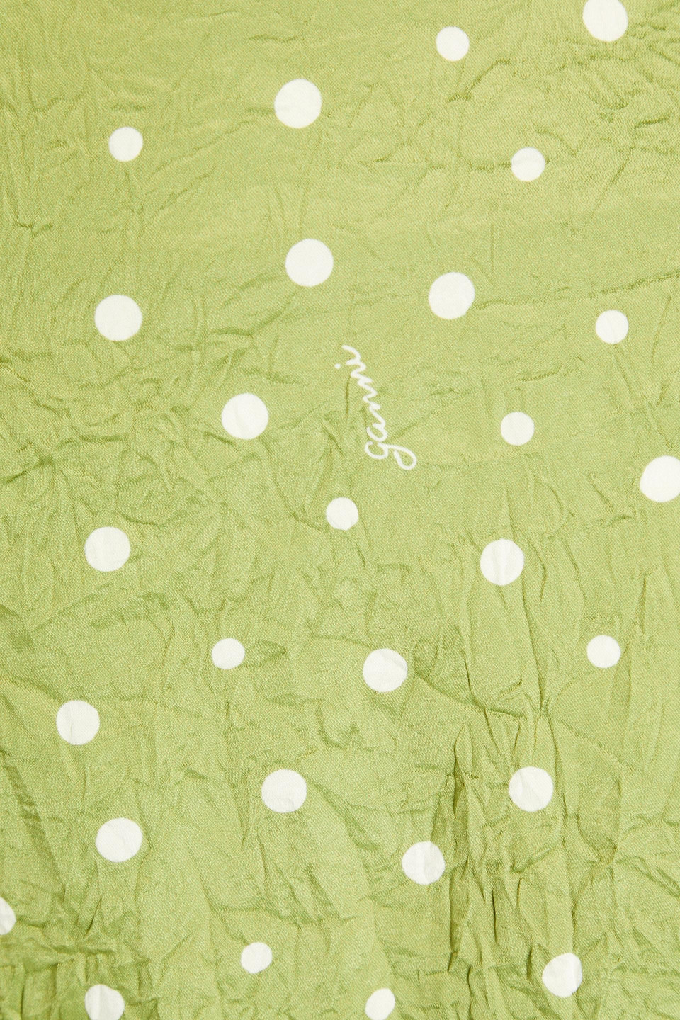 GANNI CRINKLED POLKA-DOT SATIN MIDI SKIRT