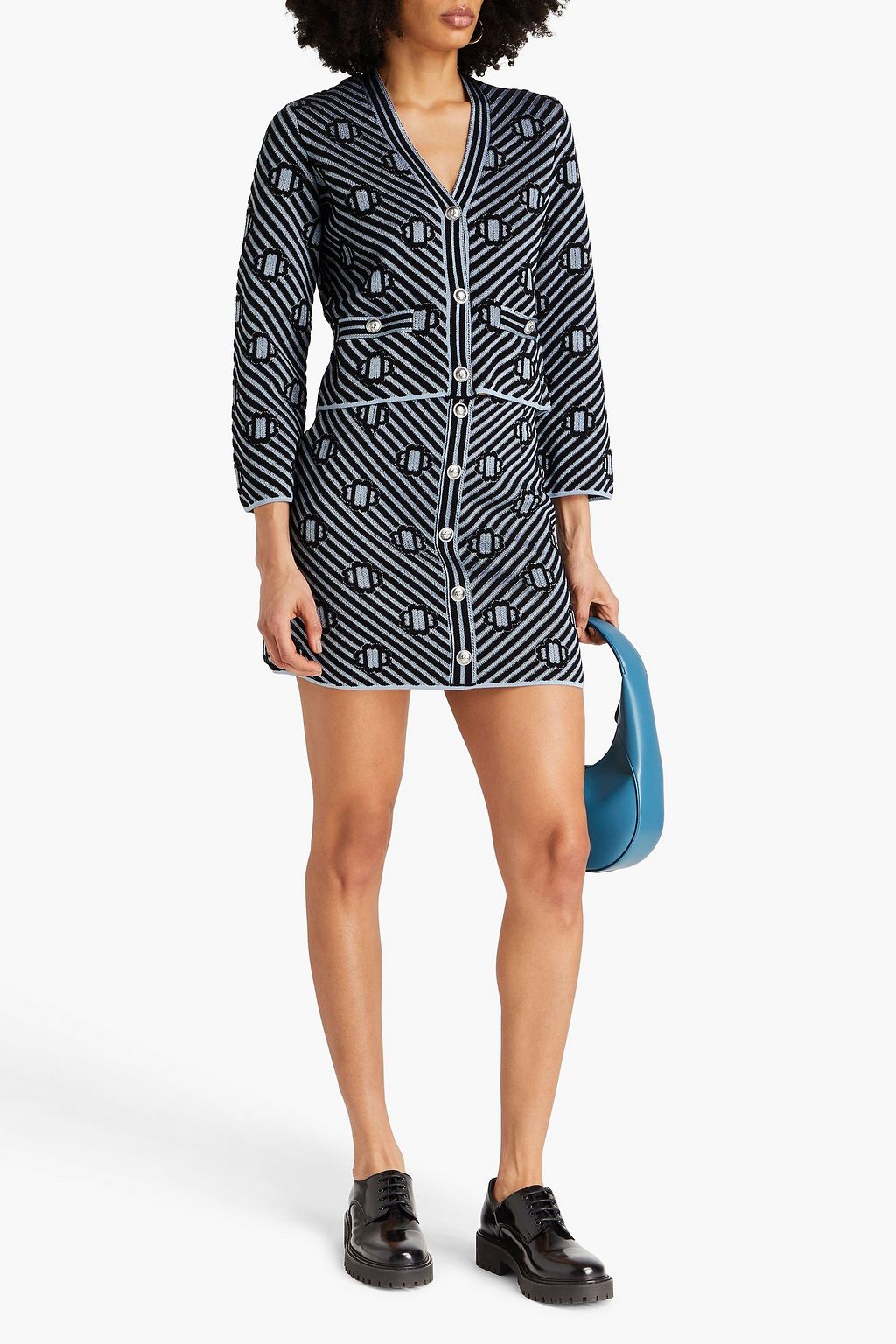 MAJE Metallic jacquard-knit cardigan