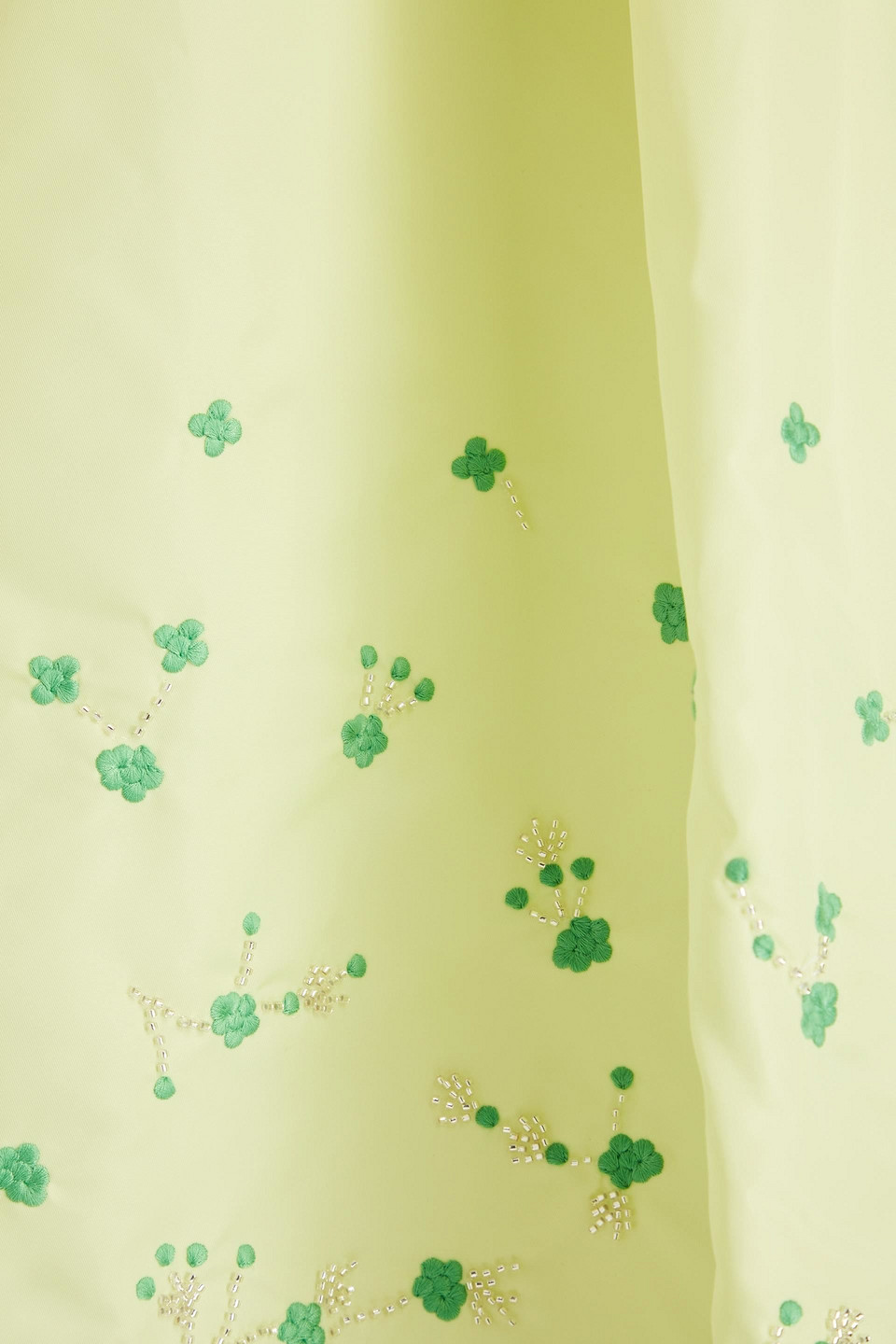 Ganni Nylon Skirt With Beads And Embroideries In Light Green