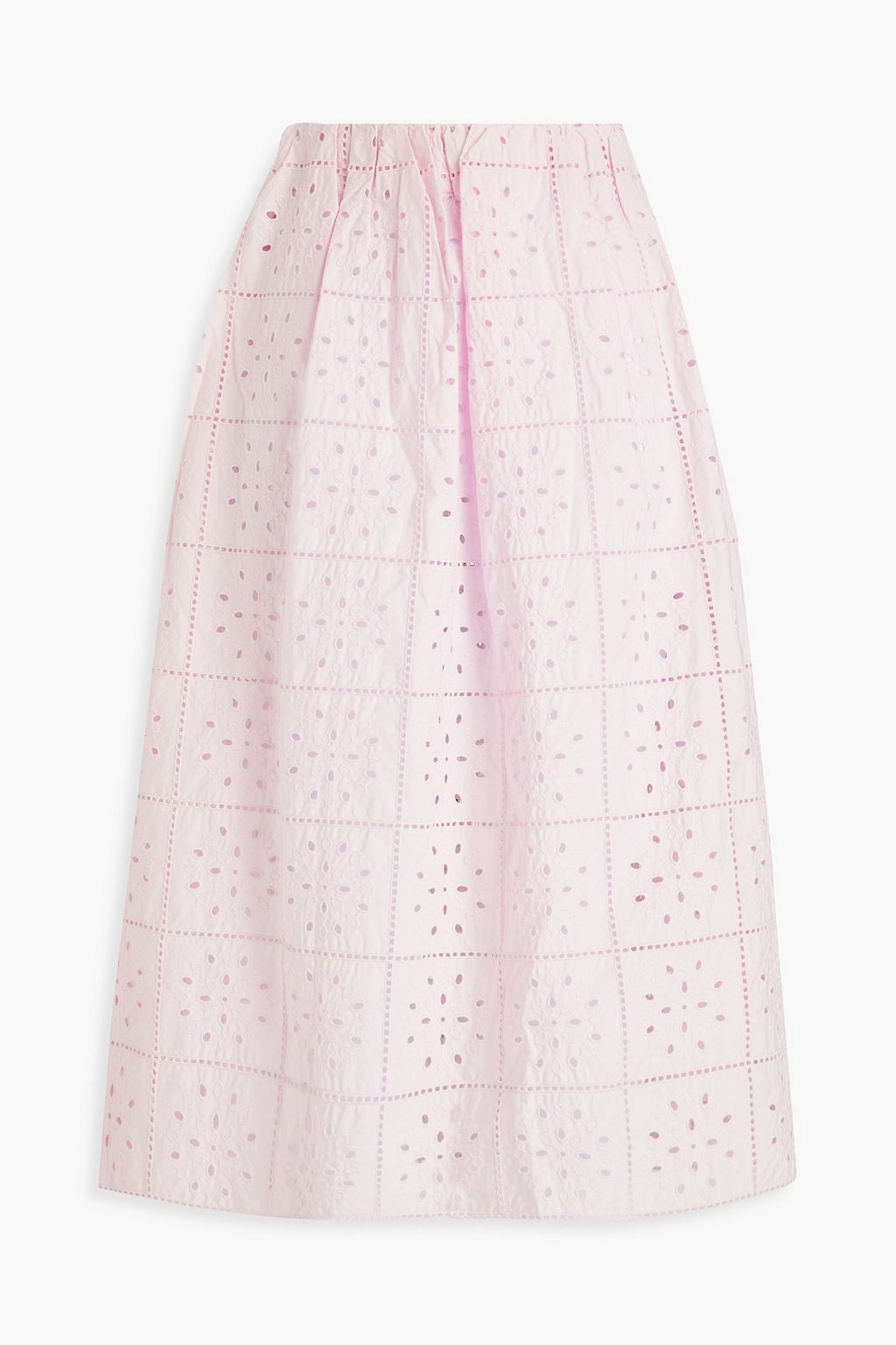 Broderie anglaise cotton midi skirt