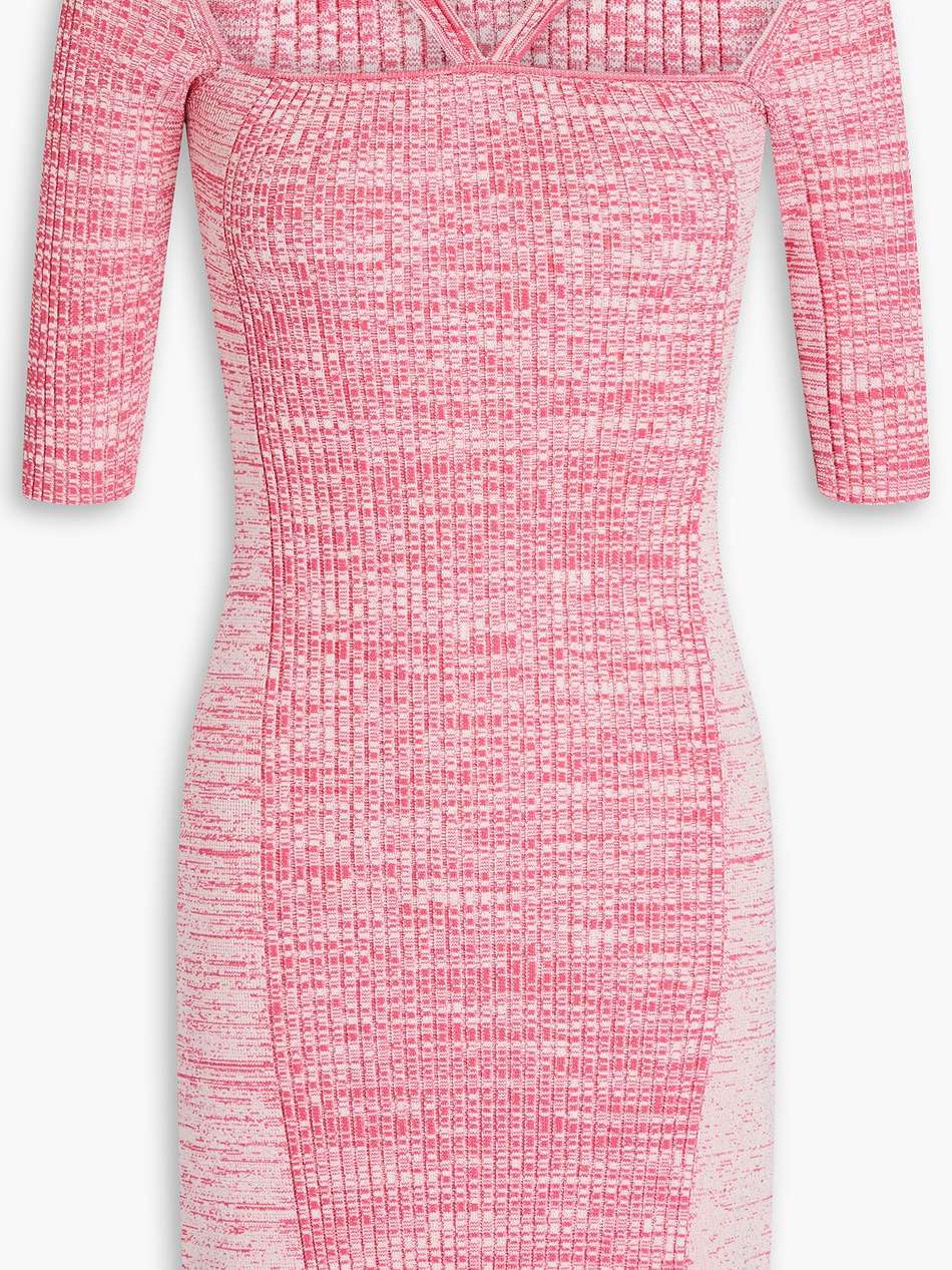 cutout marled ribbed-knit mini dress