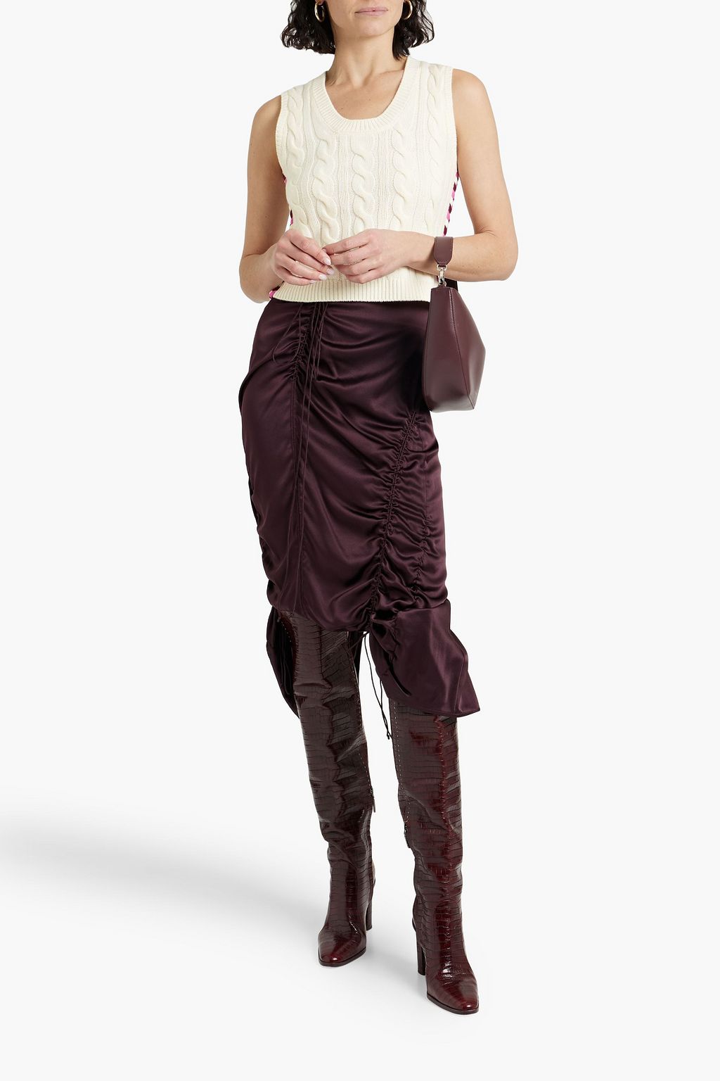 DEREK LAM 10 CROSBY Yuna embroidered cable-knit wool vest