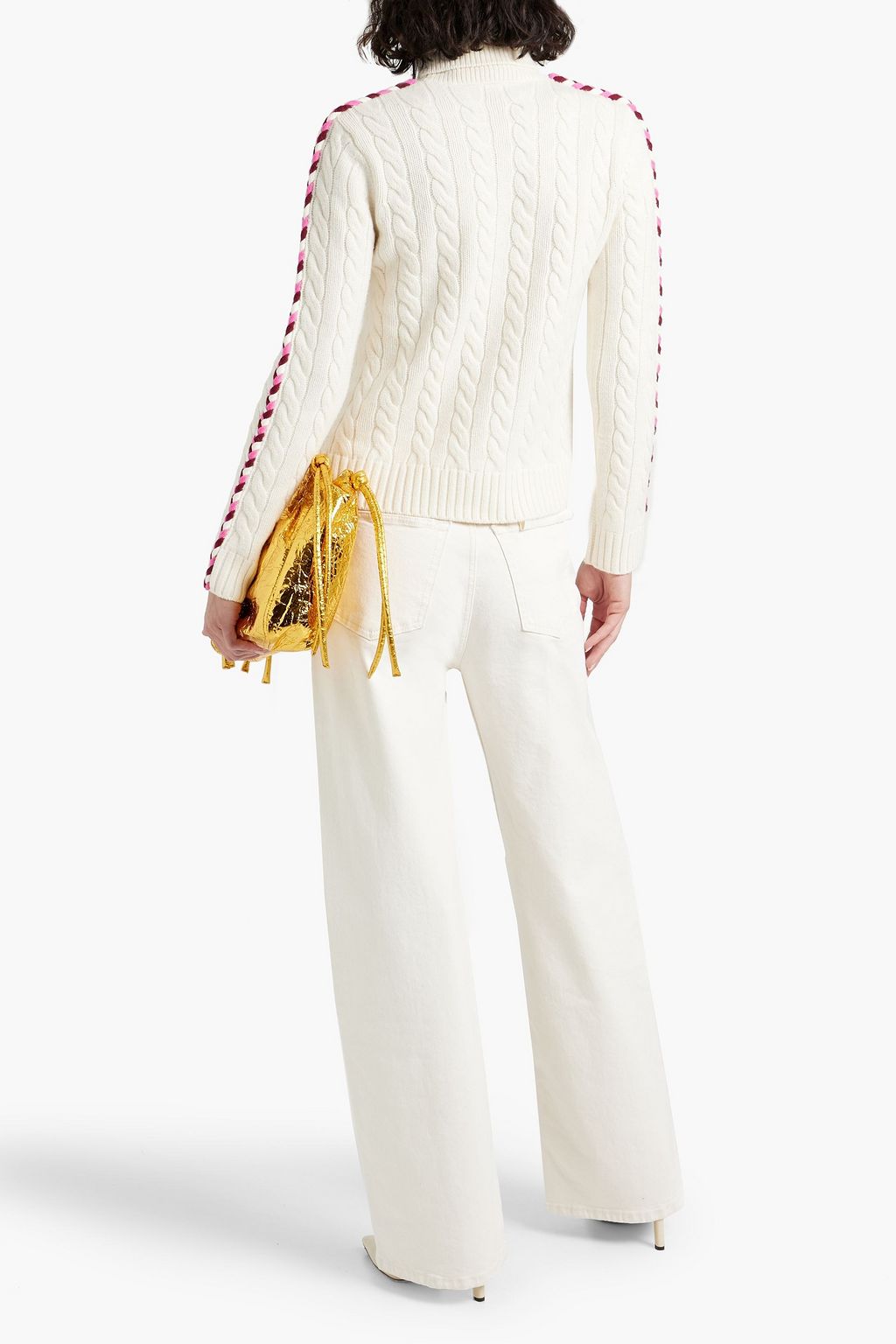 DEREK LAM 10 CROSBY كنزة رياضية بياقة عالية مصنوعة من الصوف بحبكة مجدولة وبتصميم مطرّز