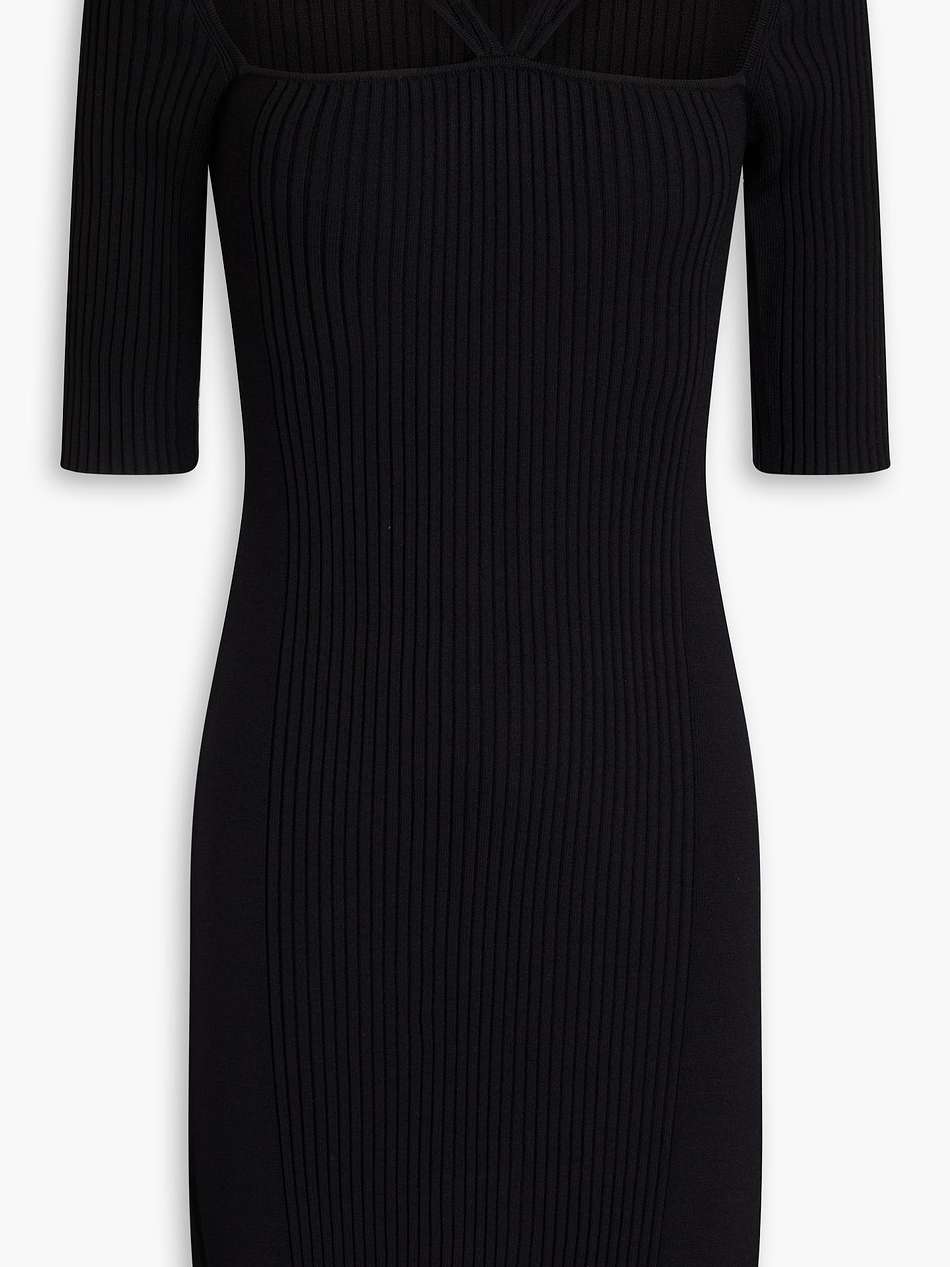 cutout ribbed-knit mini dress