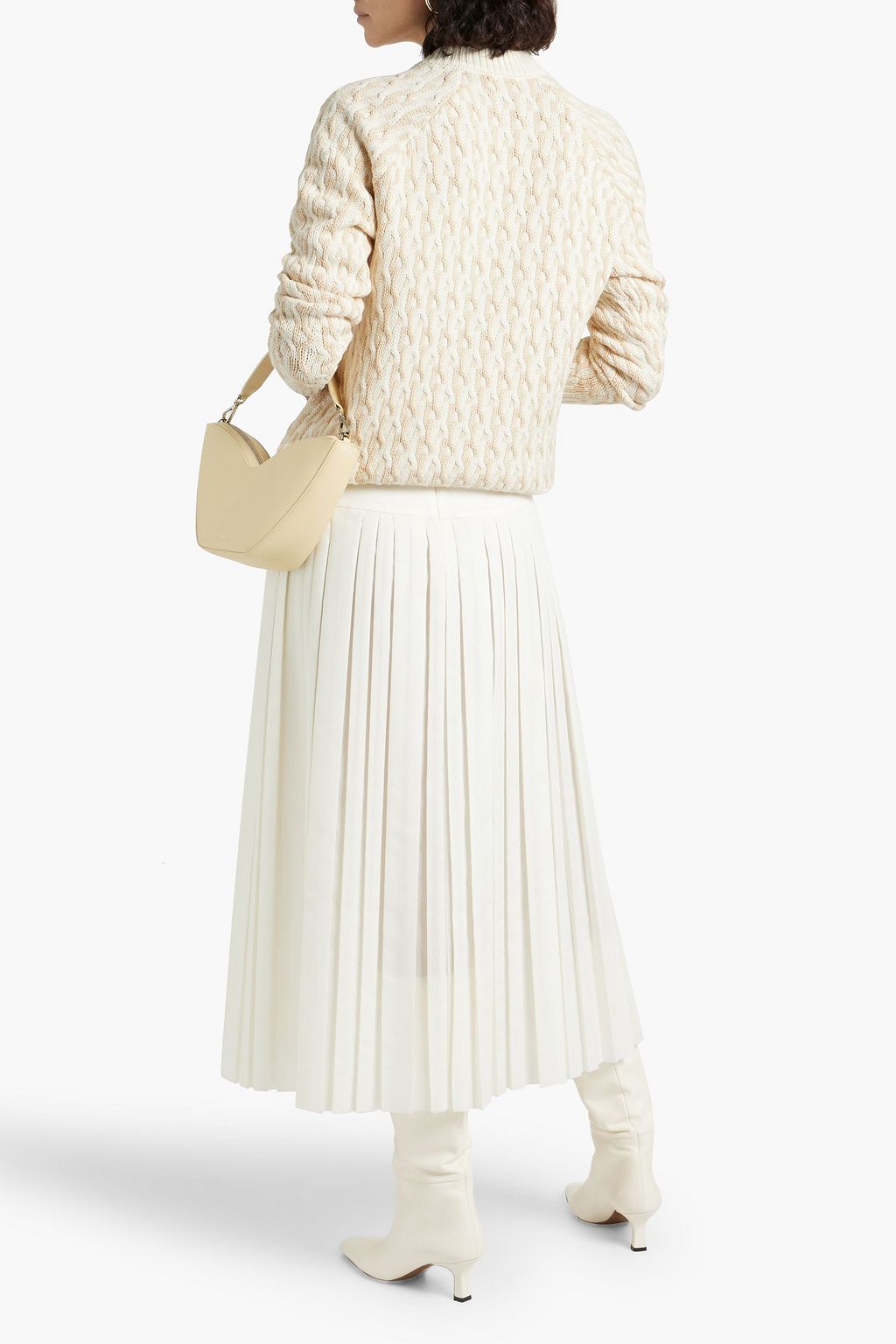 DEREK LAM 10 CROSBY 버튼 장식 케이블 니트 코튼 혼방 스웨터