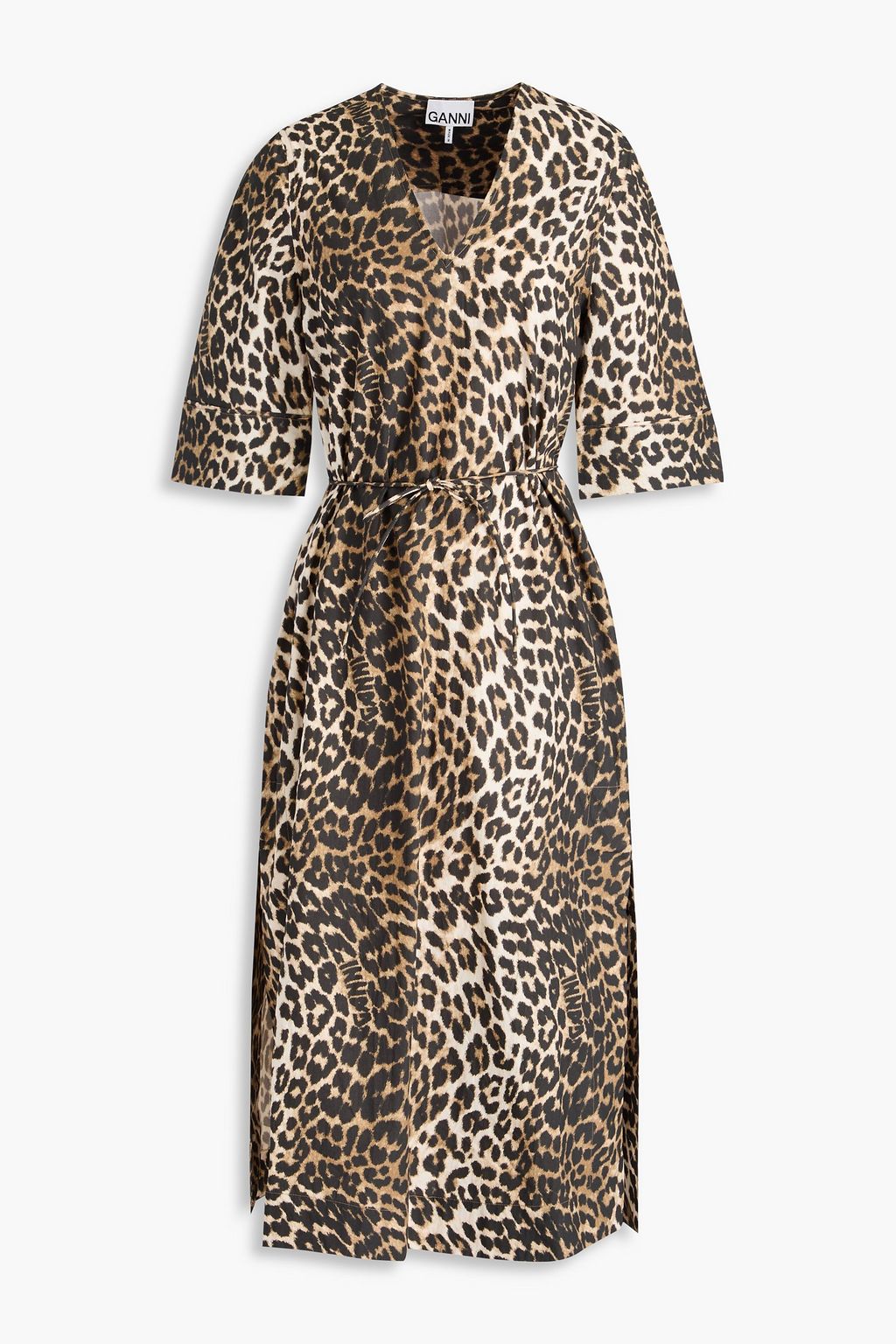 GANNI Leopard-print cotton-poplin midi dress | THE OUTNET