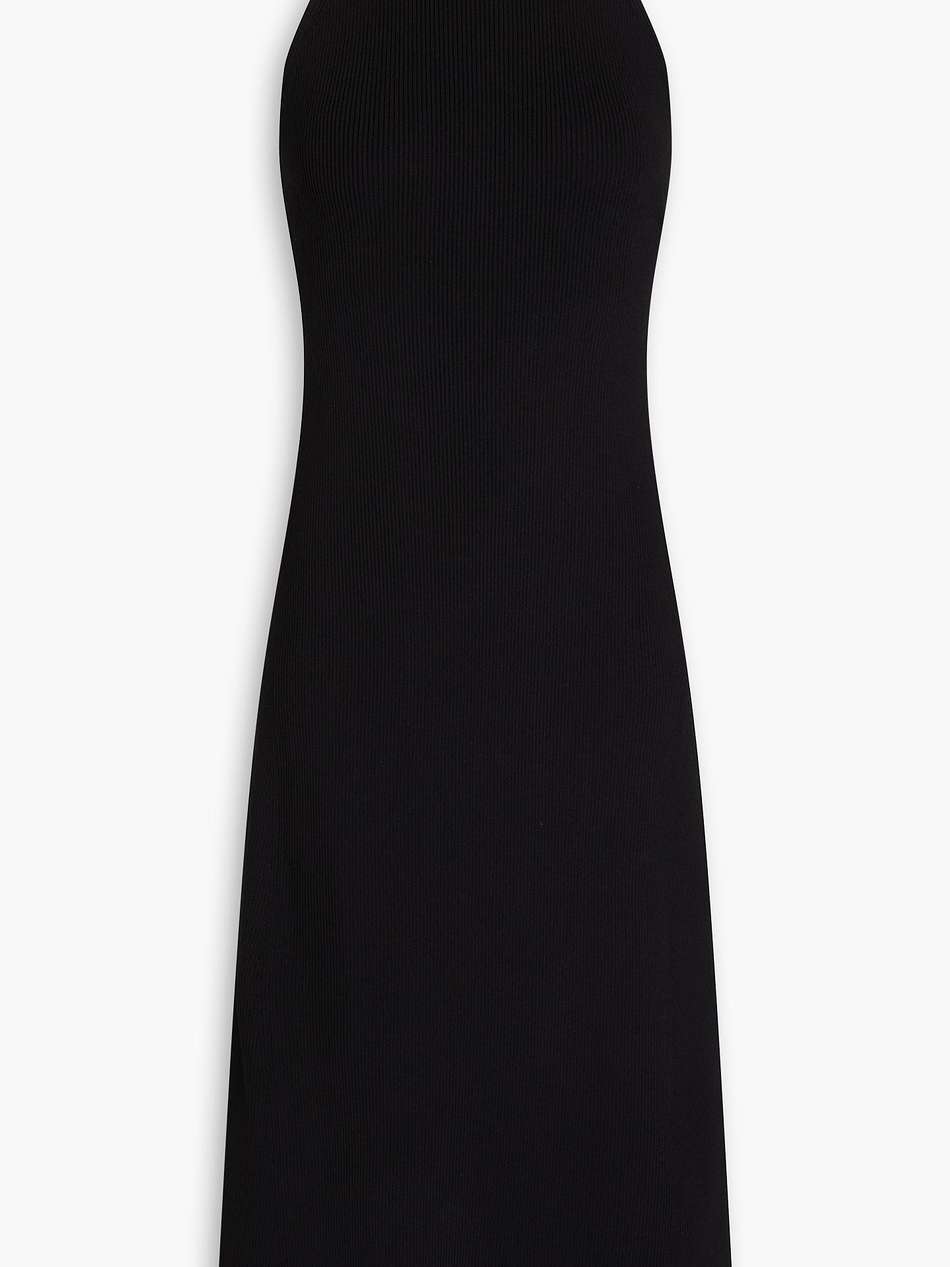 embellished ribbed-knit midi dress