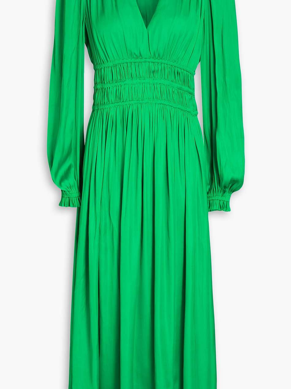 shirred satin-crepe midi dress