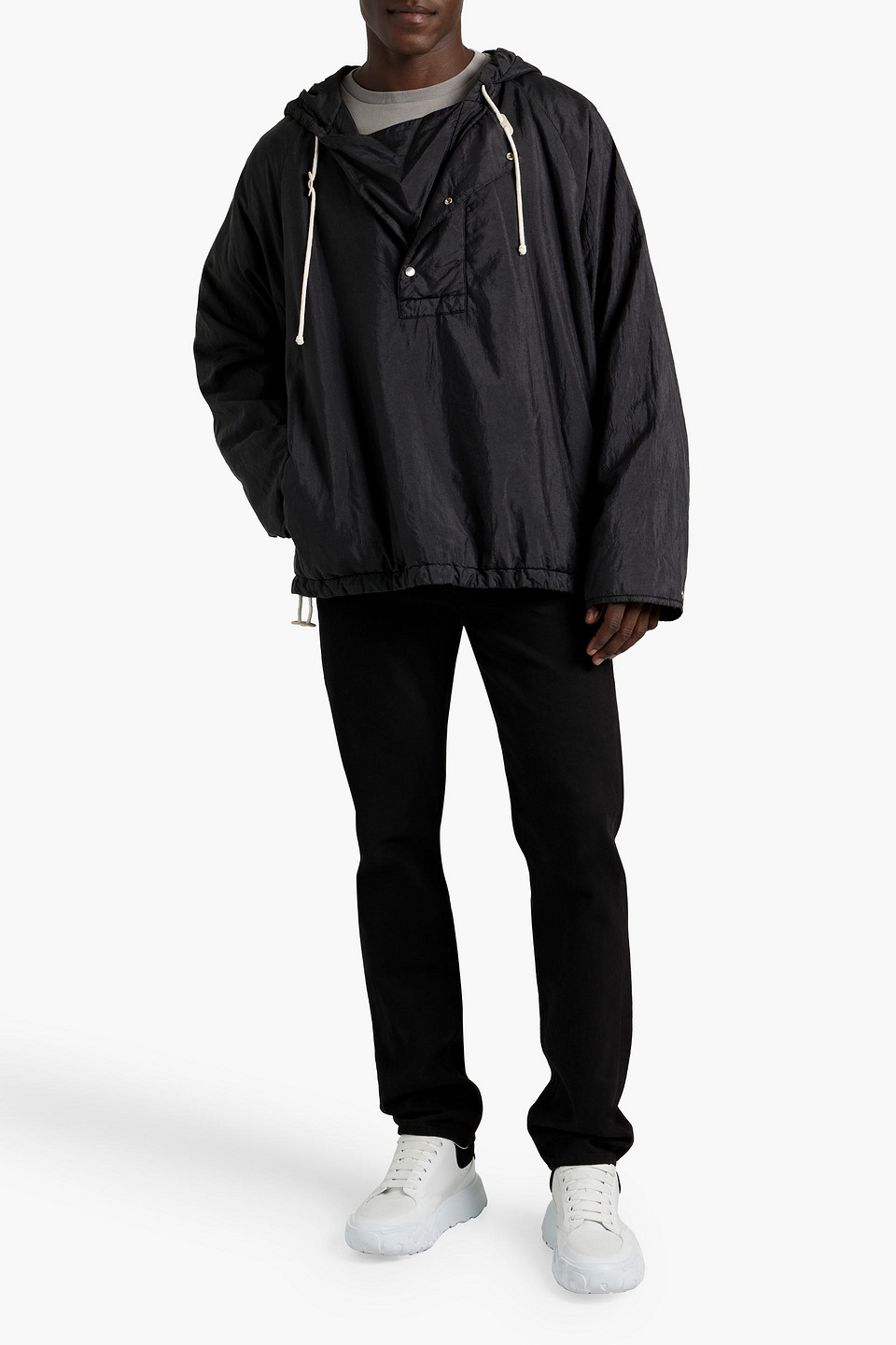 Jil Sander Shell Hooded Jacket In Black