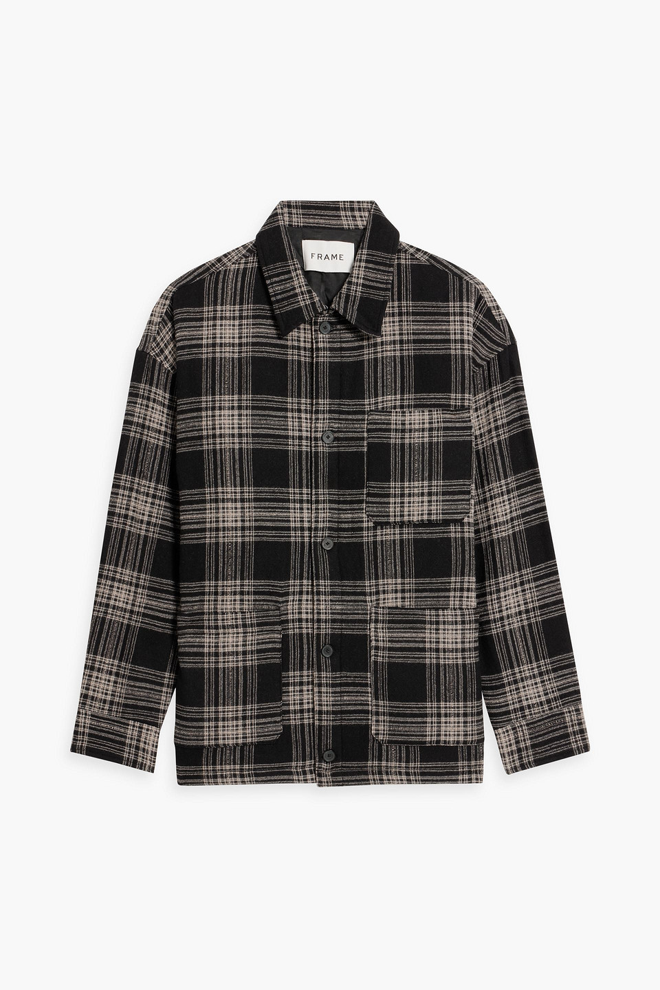 Checked wool and cotton-blend overshirt