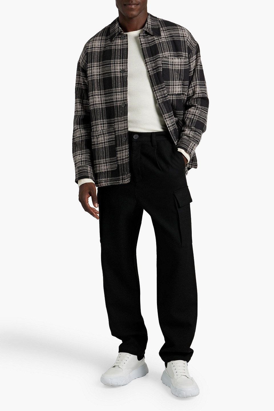  Frame - Checked Wool And Cotton-blend Overshirt - Black - S 