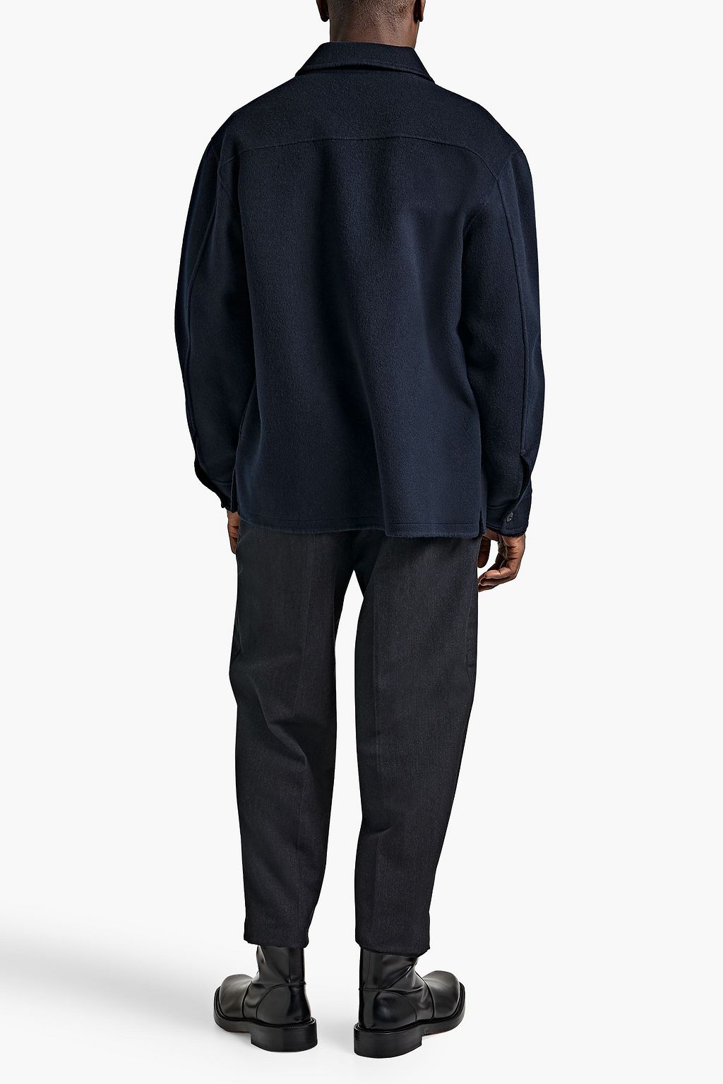 SANDRO Wool-blend felt overshirt